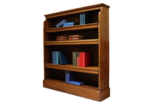 Edwardian Oak Open Bookcase with Hinged Shelves