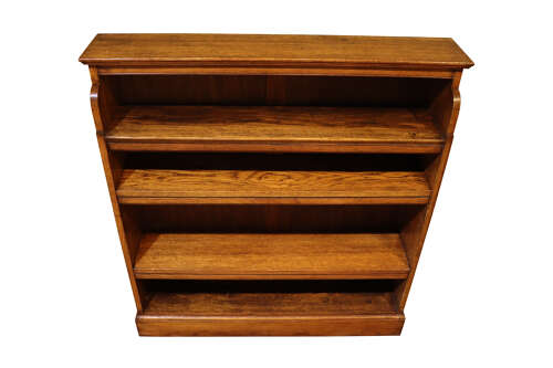 Edwardian Oak Open Bookcase with Hinged Shelves