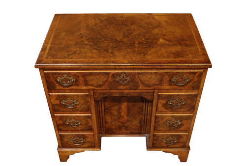 Georgian Style Walnut Kneehole Desk / Dressing Table
