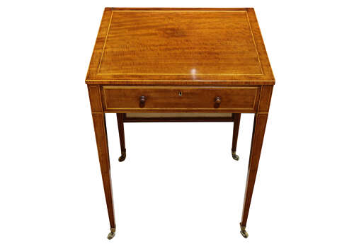 George III Sheraton Period Mahogany & Satinwood Screen Writing Table, Circa 1790