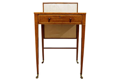George III Sheraton Period Mahogany & Satinwood Screen Writing Table, Circa 1790