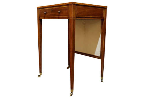 George III Sheraton Period Mahogany & Satinwood Screen Writing Table, Circa 1790
