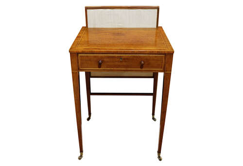 George III Sheraton Period Mahogany & Satinwood Screen Writing Table, Circa 1790