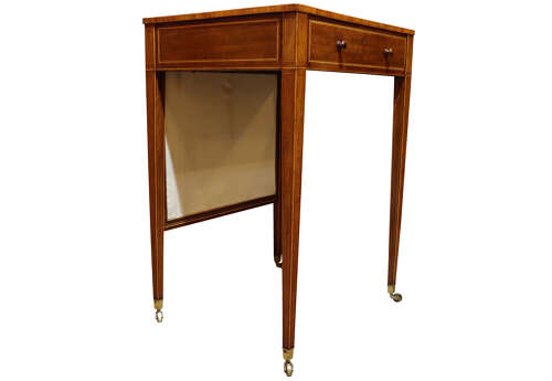 George III Sheraton Period Mahogany & Satinwood Screen Writing Table, Circa 1790