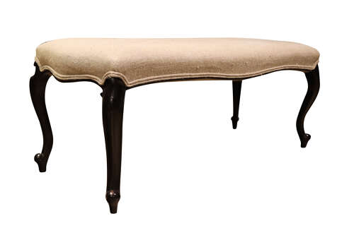 A Pair of Late 19th Century Ebonised Long Stools on Cabriole Legs