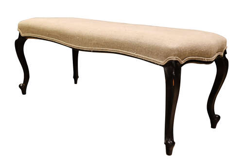 A Pair of Late 19th Century Ebonised Long Stools on Cabriole Legs