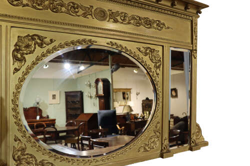 Fine Regency Gilt Overmantel Mirror with Laurel Wreath and Griffin Frieze, Circa 1830