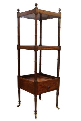 Fine William IV Mahogany Three-Tier Wot-Not with Drawer, Circa 1830
