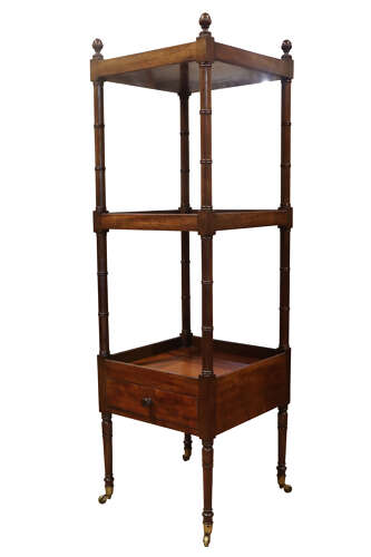 Fine William IV Mahogany Three-Tier Wot-Not with Drawer, Circa 1830