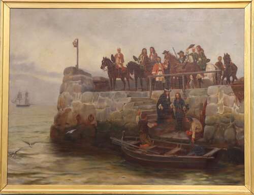 “James II Leaving Scotland for France” – Oil on Canvas After A. C. Gow, Circa 1900