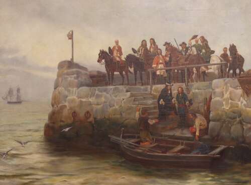 “James II Leaving Scotland for France” – Oil on Canvas After A. C. Gow, Circa 1900