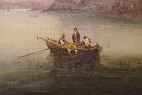 Early 19th Century Harbour Scene with Shipping and Coastal Figures, Oil on Canvas