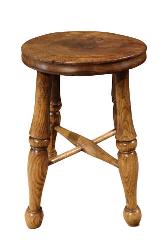 Antique Ash & Elm Three-Legged Country Stool circa 1800