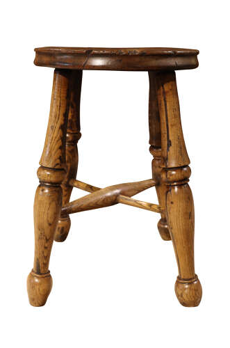 Antique Ash & Elm Three-Legged Country Stool circa 1800