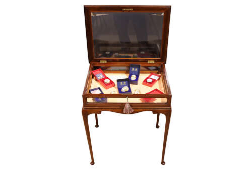 Late Victorian Mahogany Bijouterie Display Table with Bevelled Glass, circa 1900