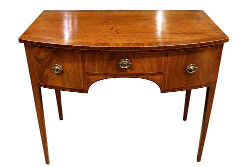 George III Mahogany & Crossbanded Bowfront Dressing Table with Arched Kneehole, Circa 1790