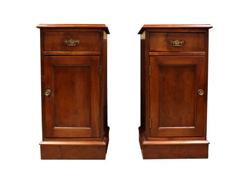 Pair of Early 20th Century Mahogany Bedside Cupboards with Drawer