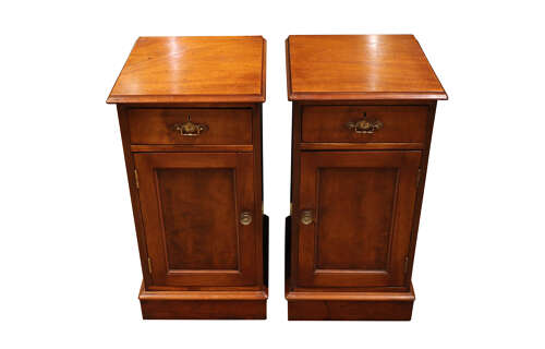 Pair of Early 20th Century Mahogany Bedside Cupboards with Drawer