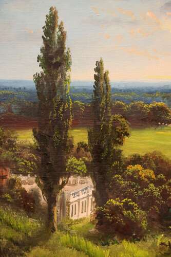 Pair of Framed Oil Paintings of Petersham Meadow and Richmond Bridge, Signed J. Lewis