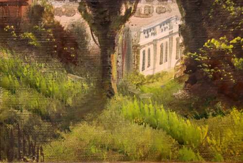 Pair of Framed Oil Paintings of Petersham Meadow and Richmond Bridge, Signed J. Lewis