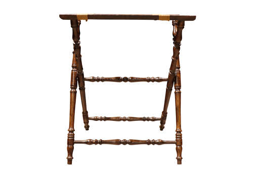 Unusual 19th Century Carved Walnut Folding Tray Table on Stand