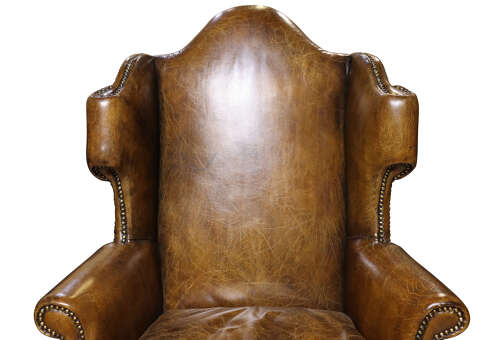 Pair of George I Style Walnut & Leather Wing Armchairs, Circa 1930