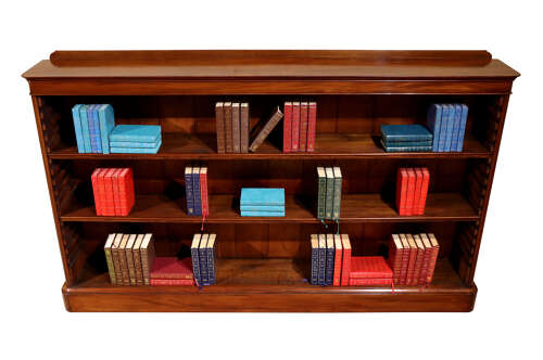 Large Victorian Mahogany Open Bookcase with Adjustable Shelves, c.1870