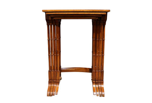 Fine Victorian Walnut Quartetto Nest of Tables with Figured Tops, c.1880