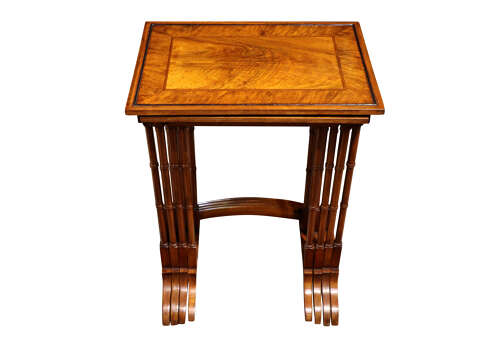 Fine Victorian Walnut Quartetto Nest of Tables with Figured Tops, c.1880