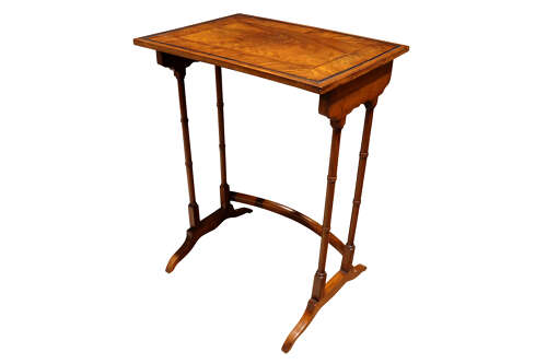Fine Victorian Walnut Quartetto Nest of Tables with Figured Tops, c.1880