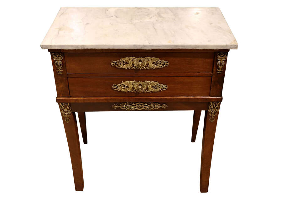 Fine Louis XVI Period Ormolu Mounted Two Drawer Console Table with Marble Top, c.1810
