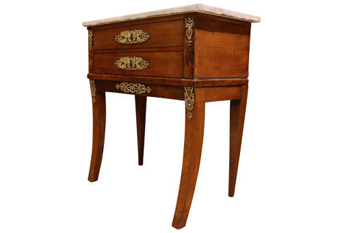 Fine Louis XVI Period Ormolu Mounted Two Drawer Console Table with Marble Top, c.1810