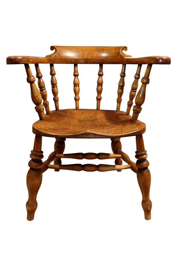 Mid 19th Century Ash & Elm Smokers Bow Armchair c.1850