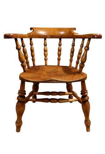 Mid 19th Century Ash & Elm Smokers Bow Armchair c.1850