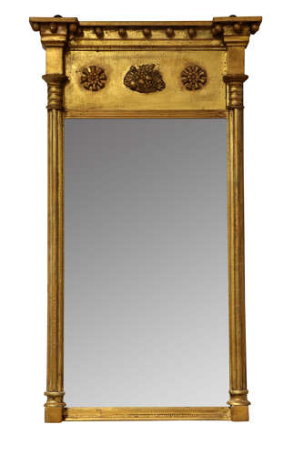 19th Century Gilt Framed Mirror with Original Glass & Classical Decoration