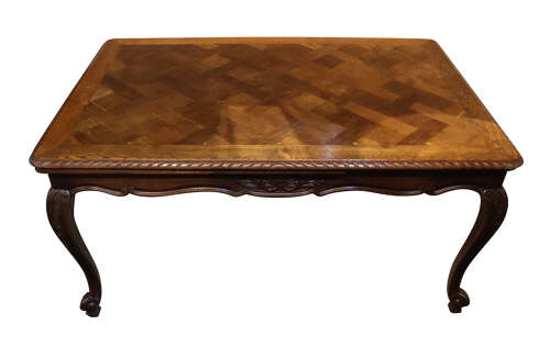 Late 19th Century French Oak Extending Dining Table with Parquetry Top c.1880