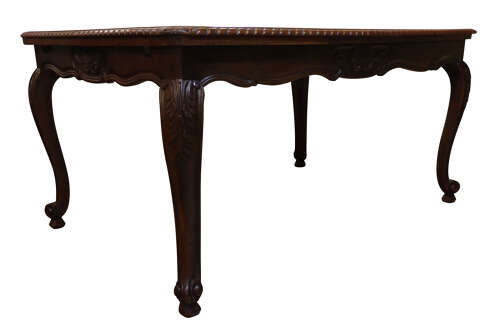 Late 19th Century French Oak Extending Dining Table with Parquetry Top c.1880
