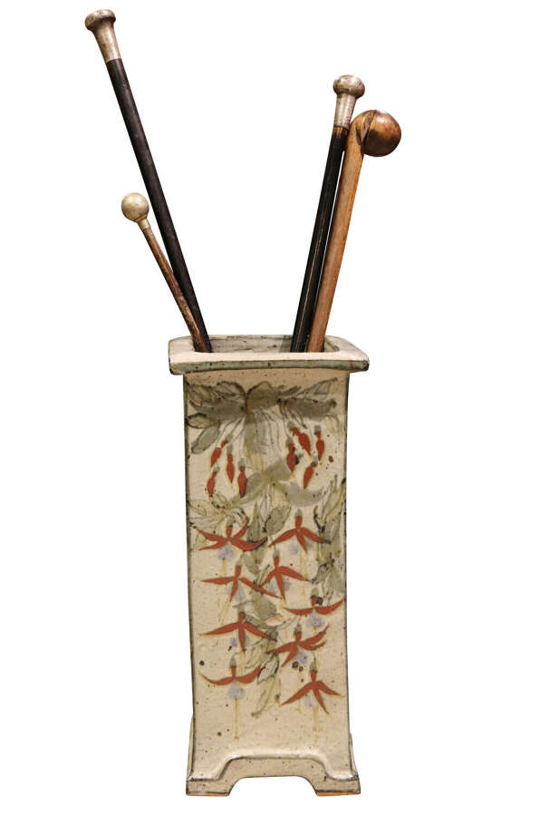 Early 20th Century Studio Pottery Stick Stand with Hand Painted Decoration c.1920