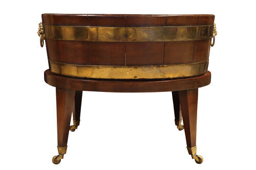 Early 19th Century Mahogany Coopered Wine Cooler or Planter on Stand c.1820