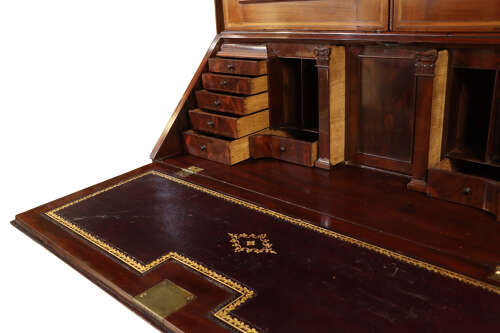 Fine Quality William IV Inlaid Mahogany Bureau Bookcase, circa 1840