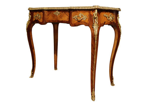 Fine Louis XVI Style Ormolu Mounted Kingwood & Tulipwood Veneered Side Table, circa 1880