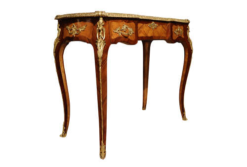 Fine Louis XVI Style Ormolu Mounted Kingwood & Tulipwood Veneered Side Table, circa 1880