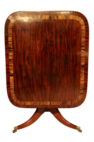Fine Regency Mahogany Tilt-Top Breakfast Table with Crossbanded Border