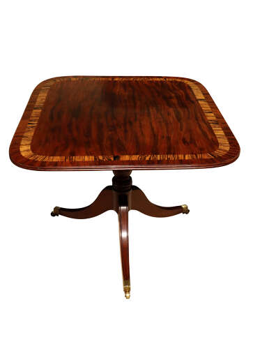 Fine Regency Mahogany Tilt-Top Breakfast Table with Crossbanded Border