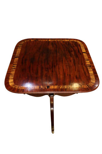 Fine Regency Mahogany Tilt-Top Breakfast Table with Crossbanded Border