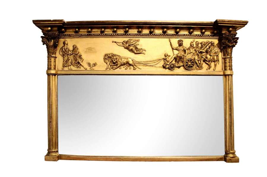 Fine 19th Century Giltwood Overmantel Mirror Depicting &ldquo;Anania and Her Chariot&rdquo;