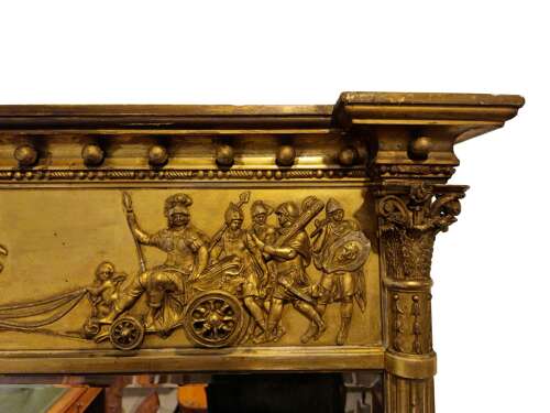 Fine 19th Century Giltwood Overmantel Mirror Depicting “Anania and Her Chariot”