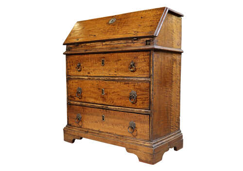 Rare Early 18th Century Walnut Bureau with Original Ironwork, Circa 1720
