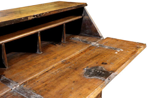 Rare Early 18th Century Walnut Bureau with Original Ironwork, Circa 1720