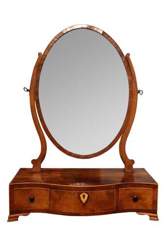 Georgian Oval Dressing Table Mirror with Serpentine Drawers